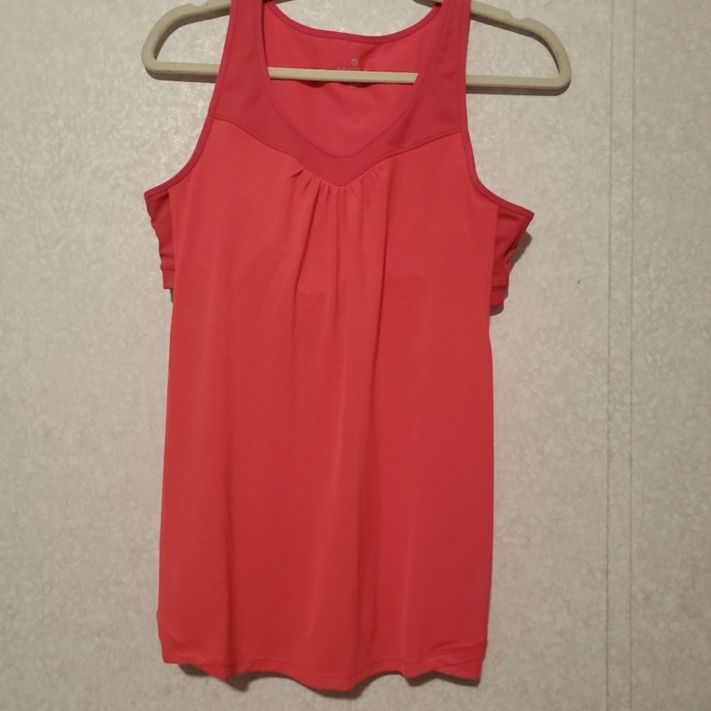 ATHETA...Coral Tank Top with Rounded Neckline and Flowing Design..size:L